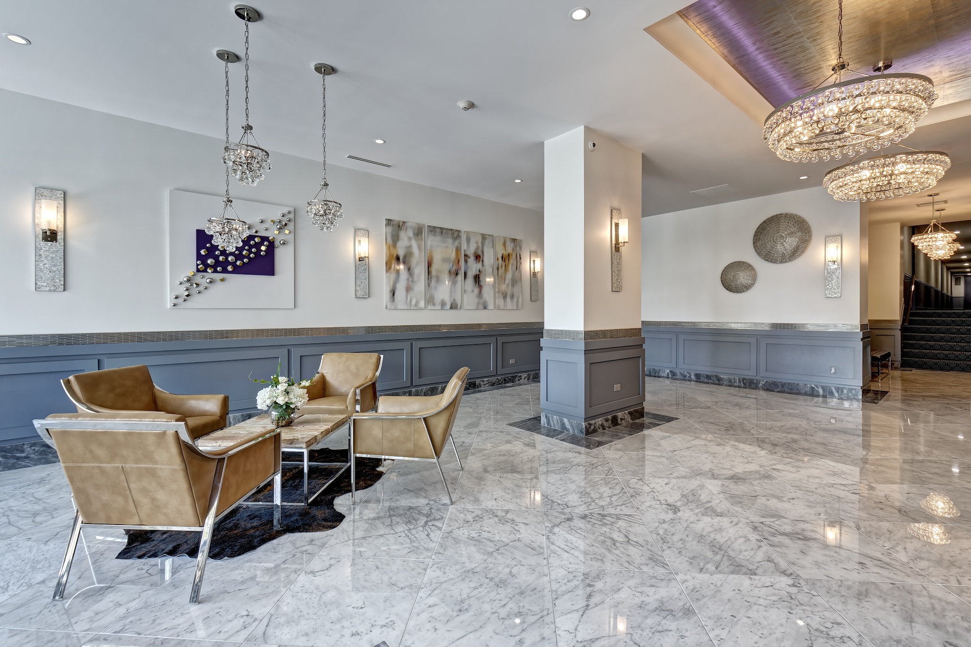Leather Chairs Condominium Lobby Design