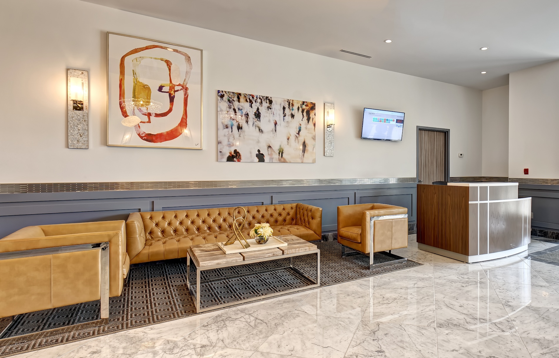 Leather Sofas Condominium Entry Lobby