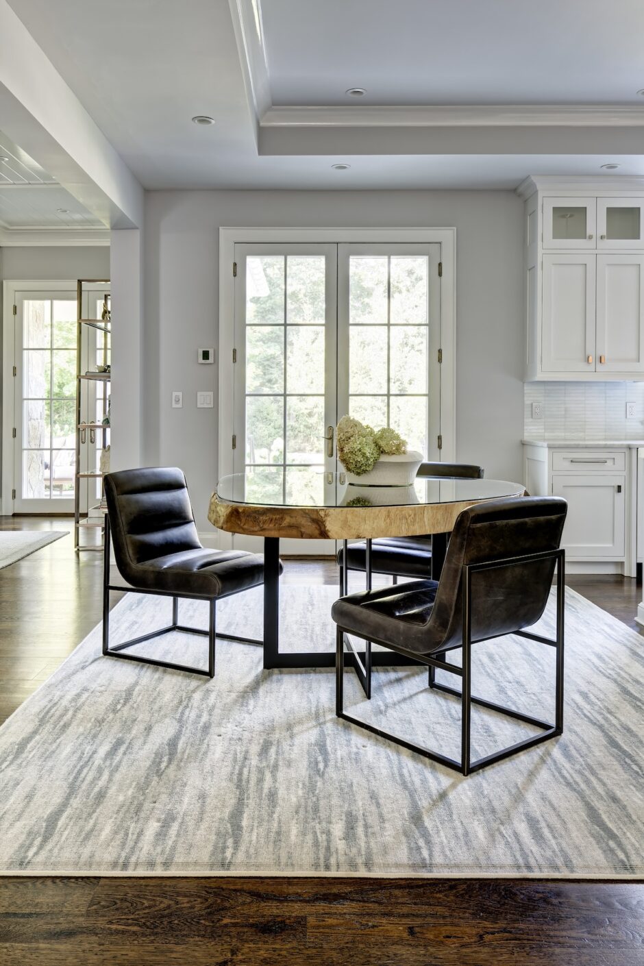 Dining Table Black Leather Chairs Modern Design