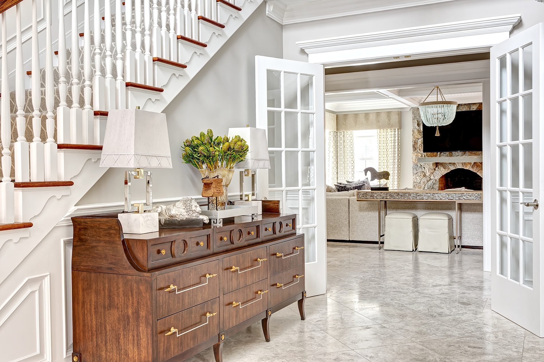 Foyer Interior Design French Doors Westport Ct