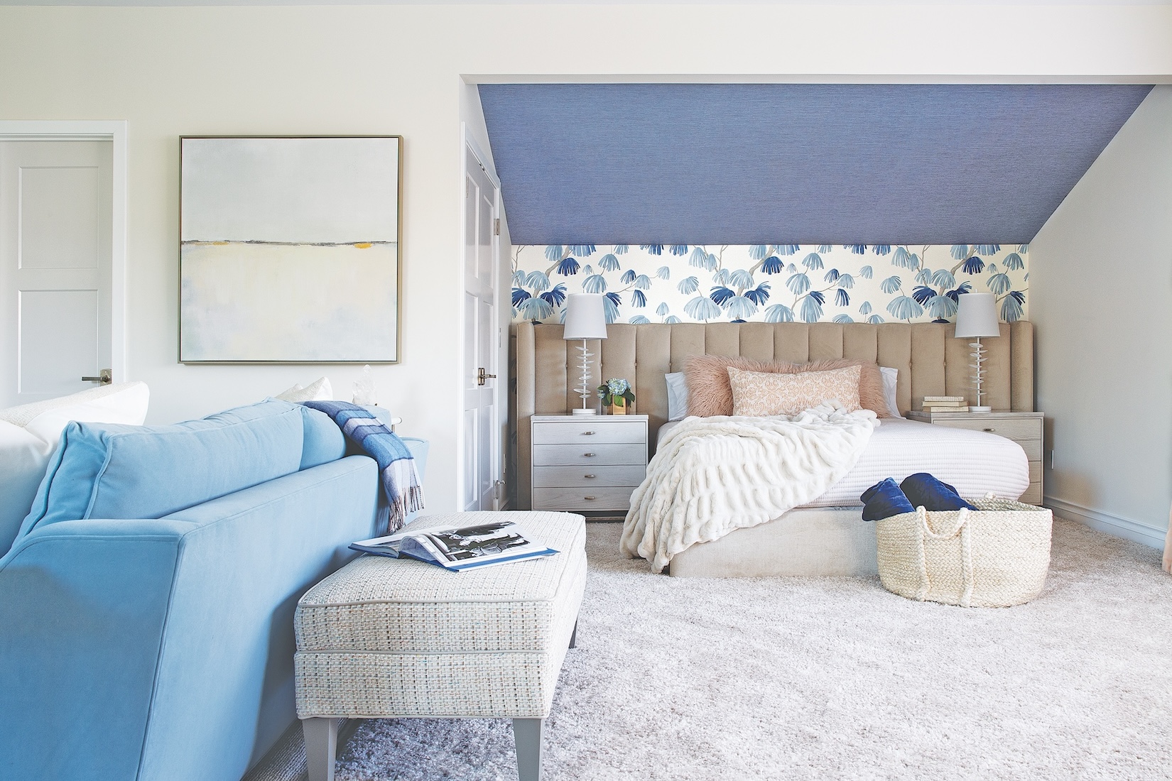 Primary Bedroom Powder Blue Sofa
